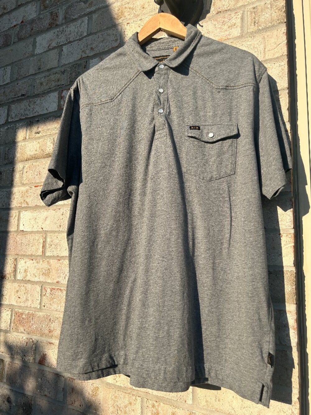Howler Brothers Men's Ranchero Polo Shirt Pearl Snap Pocket Gray - XL